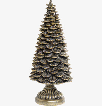 Foto av en stor julgran i antik mässingsfinish
