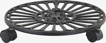 Bild av elegant blomvagn i smidesjärn och plast