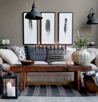 Foto av harmoniskt inrett vardagsrum i skandinavisk stil