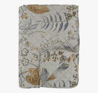 Bild av elegant täcke med blommönster och quiltad yta