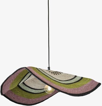 Foto av unik taklampa med flätad design och färger