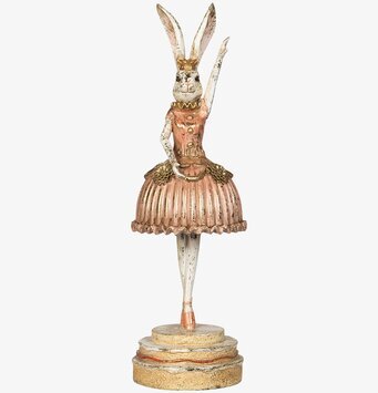 Bild av dekorativ kaninballerina i rosa och guld