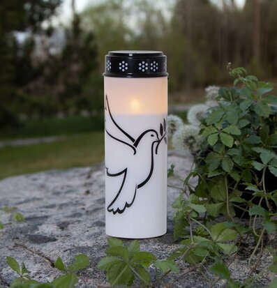 Bild av LED gravljus i naturnära och fridfull miljö