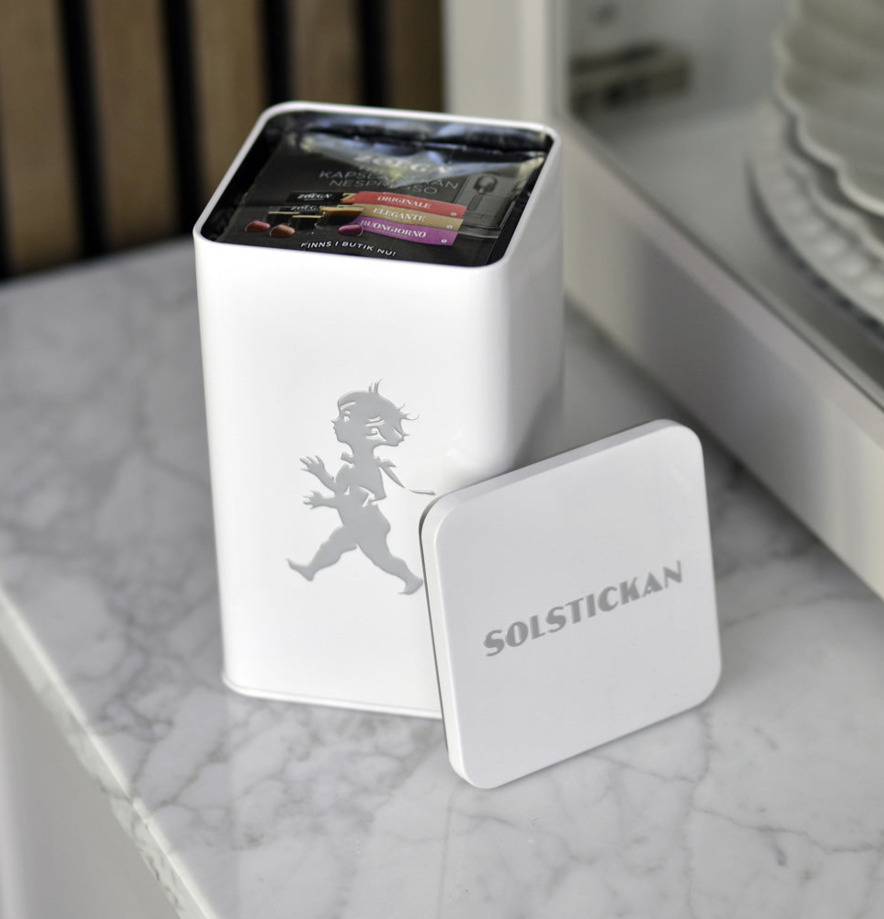 Plåtburk Kaffe Zoegas Vit Solstickan Plåtburkar Metallburkar