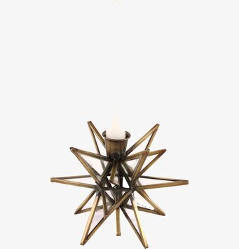 Bild av en geometrisk ljushållare i antik metallfinish