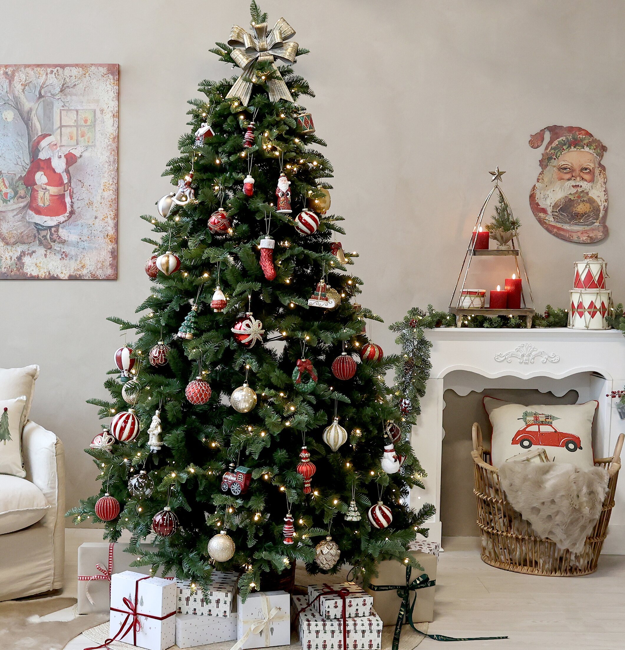 Plåtskylt Santa Vintage Chic Antique Väggdekoration Väggskyltar Posters Affischer Plåttavlor Plåtskyltar Tavlor Kalenderhängare Väggtroféer Paper Mache