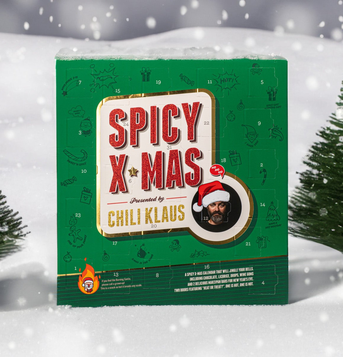 Bild av adventskalender med vinterlandskap och snö