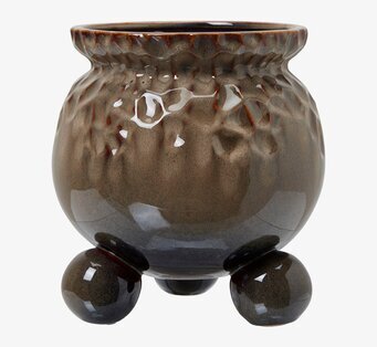 Bild av stilren brunmelerad kruka med unik design