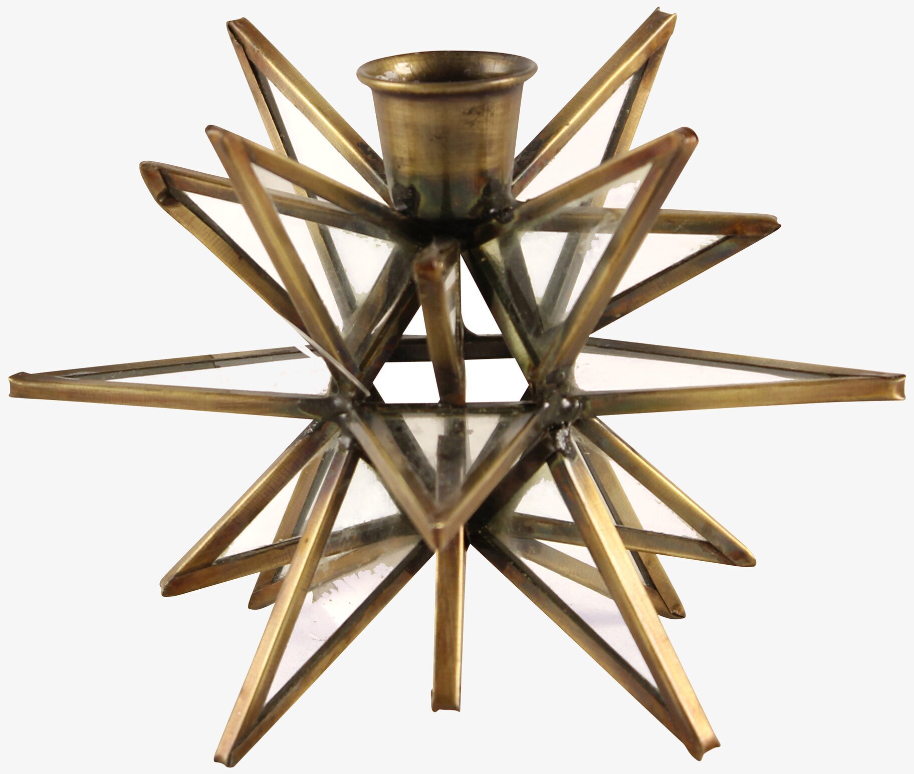 Bild av en stjärnformad ljushållare i antik mässing
