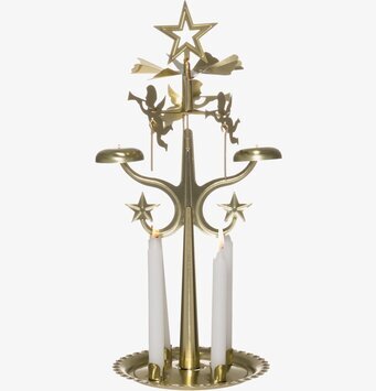 Bild av elegant ljusstake med roterande änglar i mässing