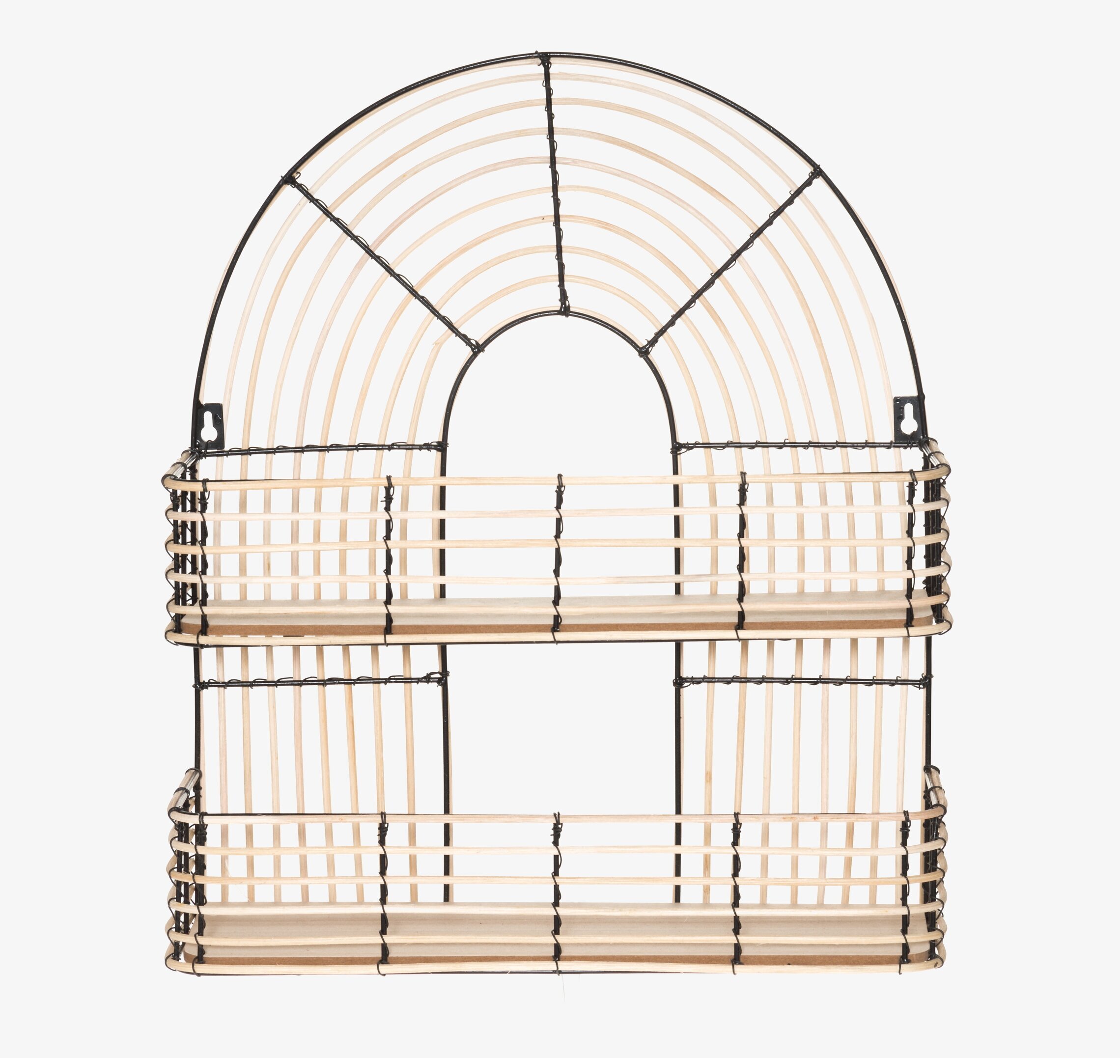 Bild av elegant vägghylla i rotting och metall