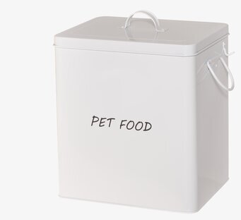 Bild av stilren och funktionell plåtburk för djurfoder