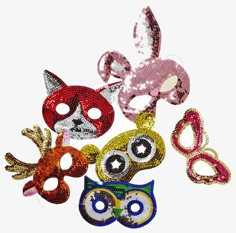 Bild av färgglada och glittrande maskeradmasker