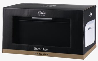 Foto av elegant svart brödbox i stilren förpackning