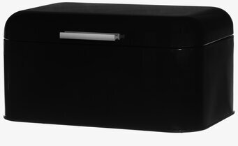 Bild av stilren och funktionell svart brödbox i köket
