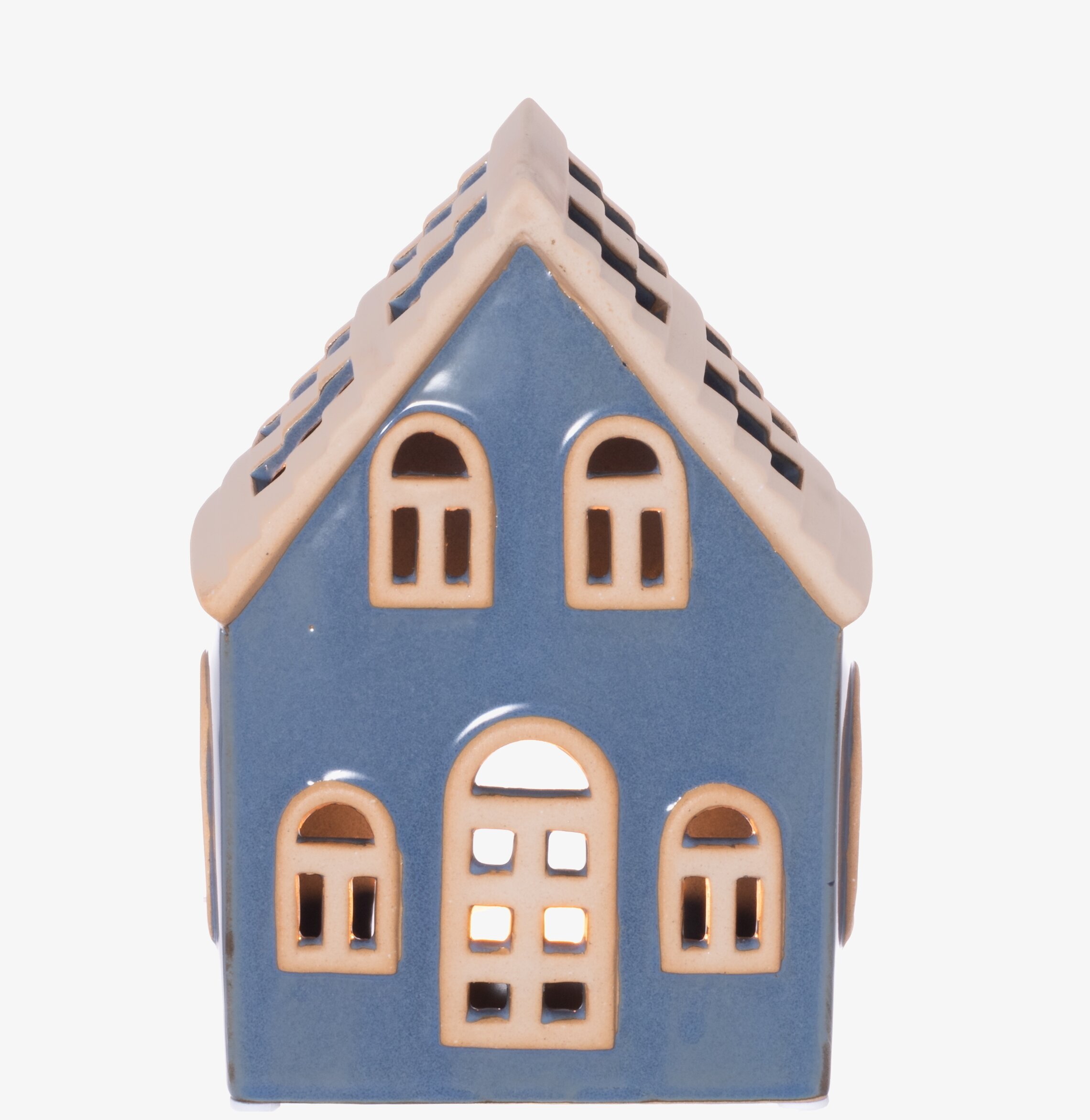 Bild av charmig huslykta i blått med klassisk design