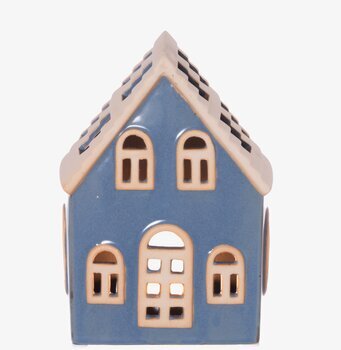 Bild av charmig huslykta i blått med klassisk design