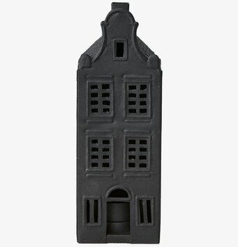 Bild av stiliserad ljuslykta i form av ett svart hus