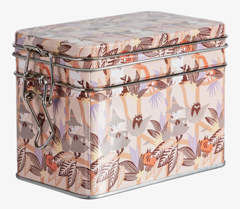 Bild av charmig teburk med Mumin-motiv i orange färg