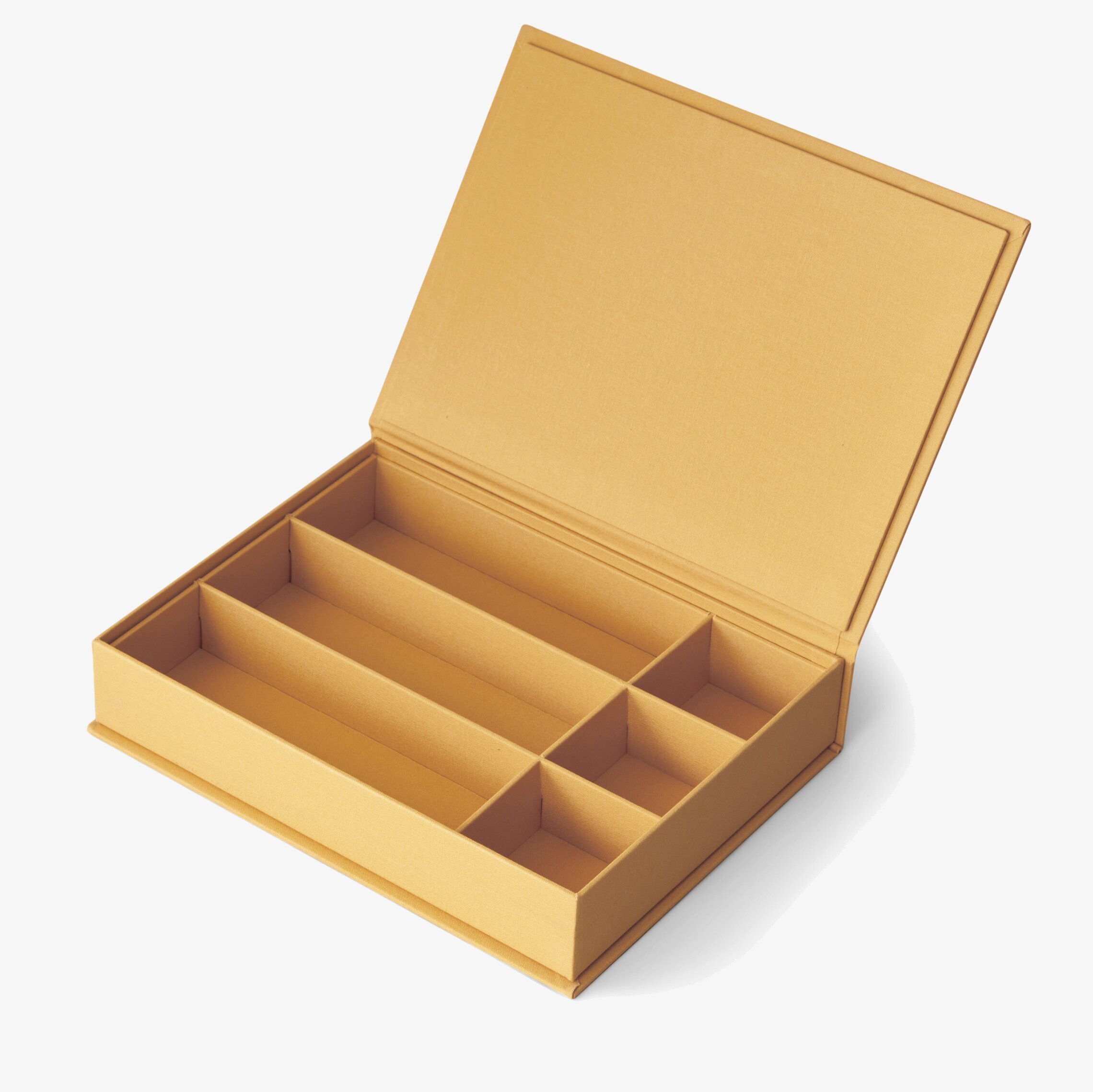 Bild av stilren och praktisk förvaringsbox i guldton