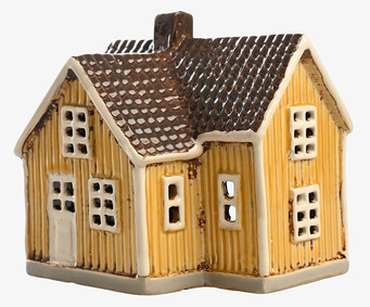 Bild av charmig ljuslykta formad som ett litet hus
