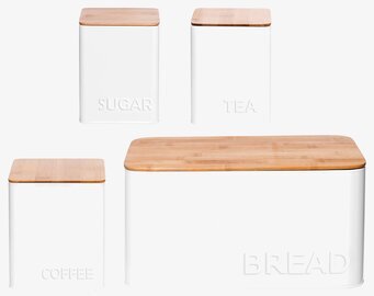 Bild av stilrena vita plåtburkar för köksförvaring