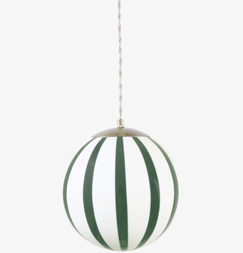 Bild av plafond med grönt och vitt mönster i opalglas