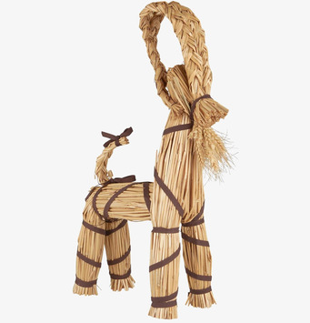 Bild av traditionell julbock med strå och bruna band