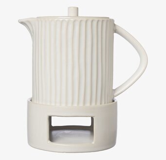 Bild av stilren glöggkanna med värmare och räfflad yta