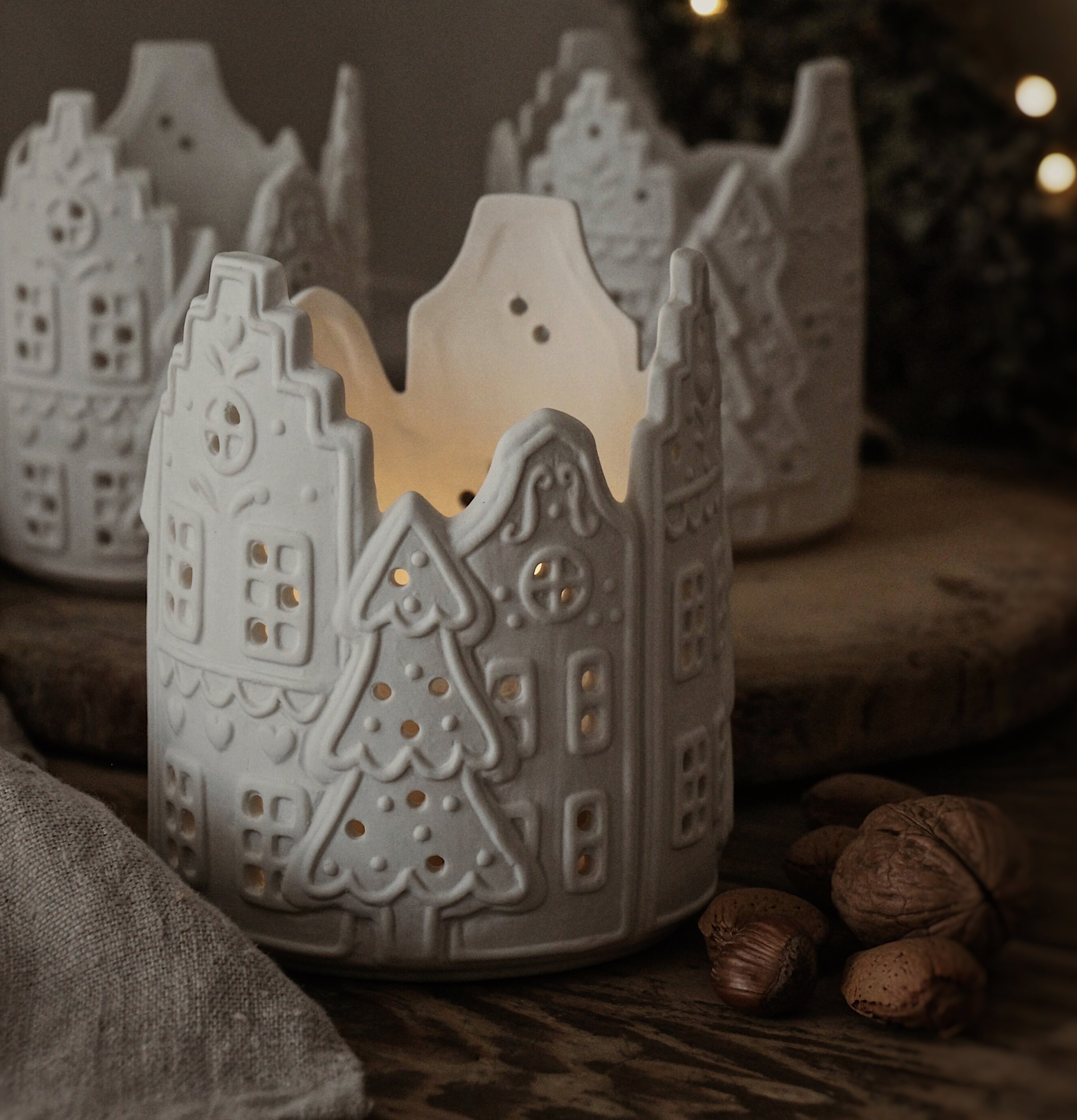 Gingerbread Ljushållare Stor Majas Cottage Lyktor Endless Light Ljuslyktor