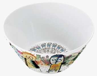 Bild av skål med lekfull design och färgglada motiv