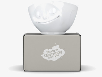 Foto av stilren porslinsskål med leende ansikte