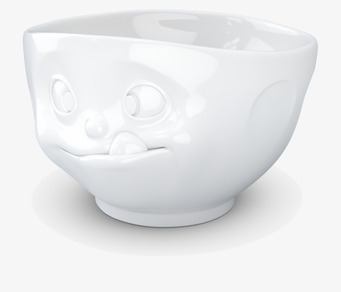 Bild av unik porslinsskål med lekfull ansiktsdesign
