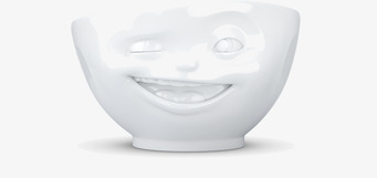 Bild på porslinsskål med lekfullt ansikte och tidlös design