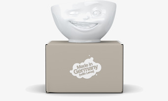 Bild av humoristisk porslinsskål med ansiktsdesign