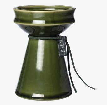 Foto av elegant vas i djupgrön färg och unik design