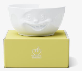 Bild av en humoristisk porslinsskål med ansiktsmotiv