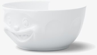 Bild av stor porslinsskål med lekfull ansiktsdesign