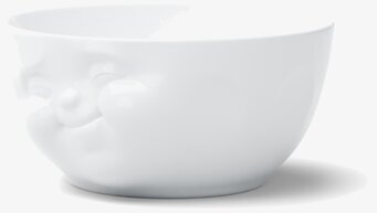 Bild av stor porslinsskål med lekfullt ansikte