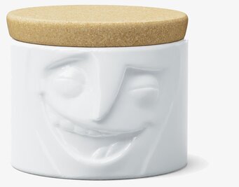 Bild av unik porslinsburk med glatt ansikte och korklock