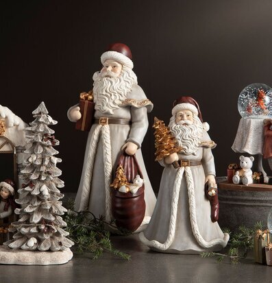 Bild av julens magi med tomtar och snöbeklädd stuga