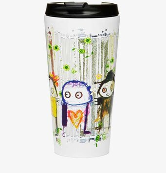 Bild av färgglad termomugg med unik och livfull design