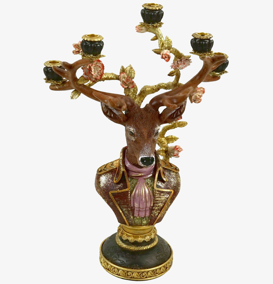 Bild av elegant ljusstake med hjort och fem ljushållare