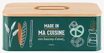 Bild av stilren plåtburk med bambulock för brödförvaring