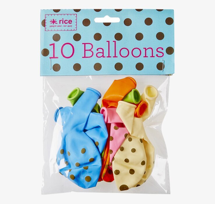 Ballonger Prickiga 10-pack från Rice i färgglad förpackning