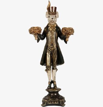 Bild av konstnärlig ljusstake med mus i formell klädsel