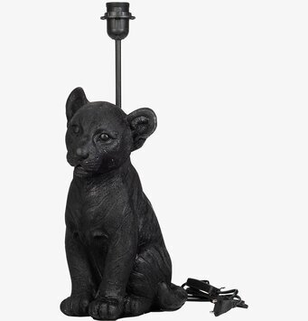 Foto av unik lampfot med lejonunge i detaljrik design