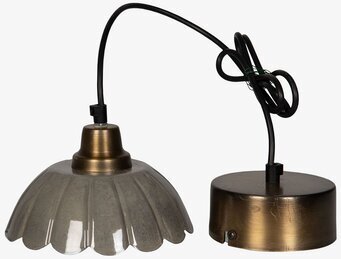 Foto av stilfull taklampa med granitgrå kupolskärm