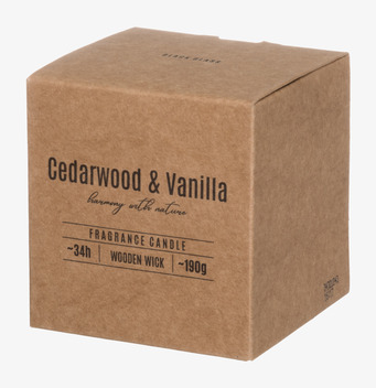 Bild av doftljus med träveke i elegant förpackning