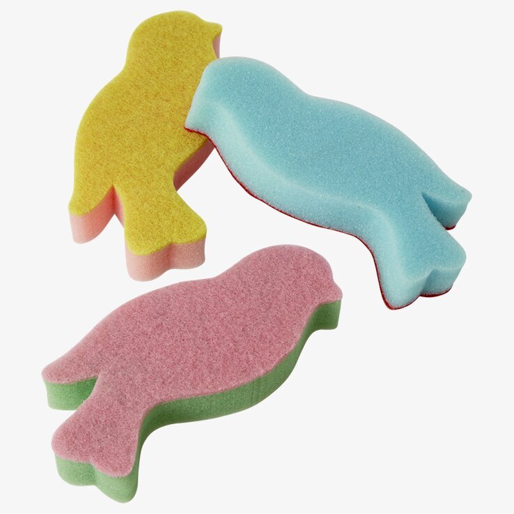 Bild av tre färgglada disksvampar formade som fåglar